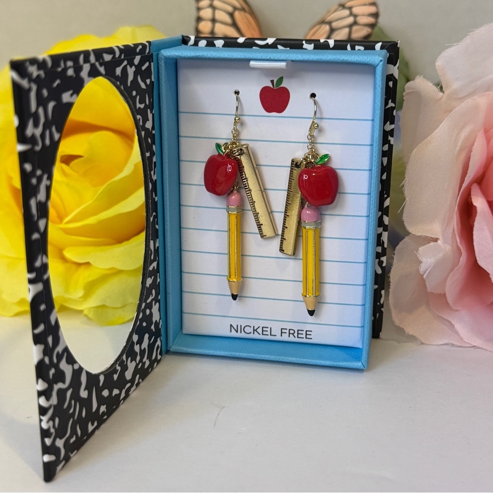 🍎 Cute Apple and Pencil Earrings. Perfect Gift!